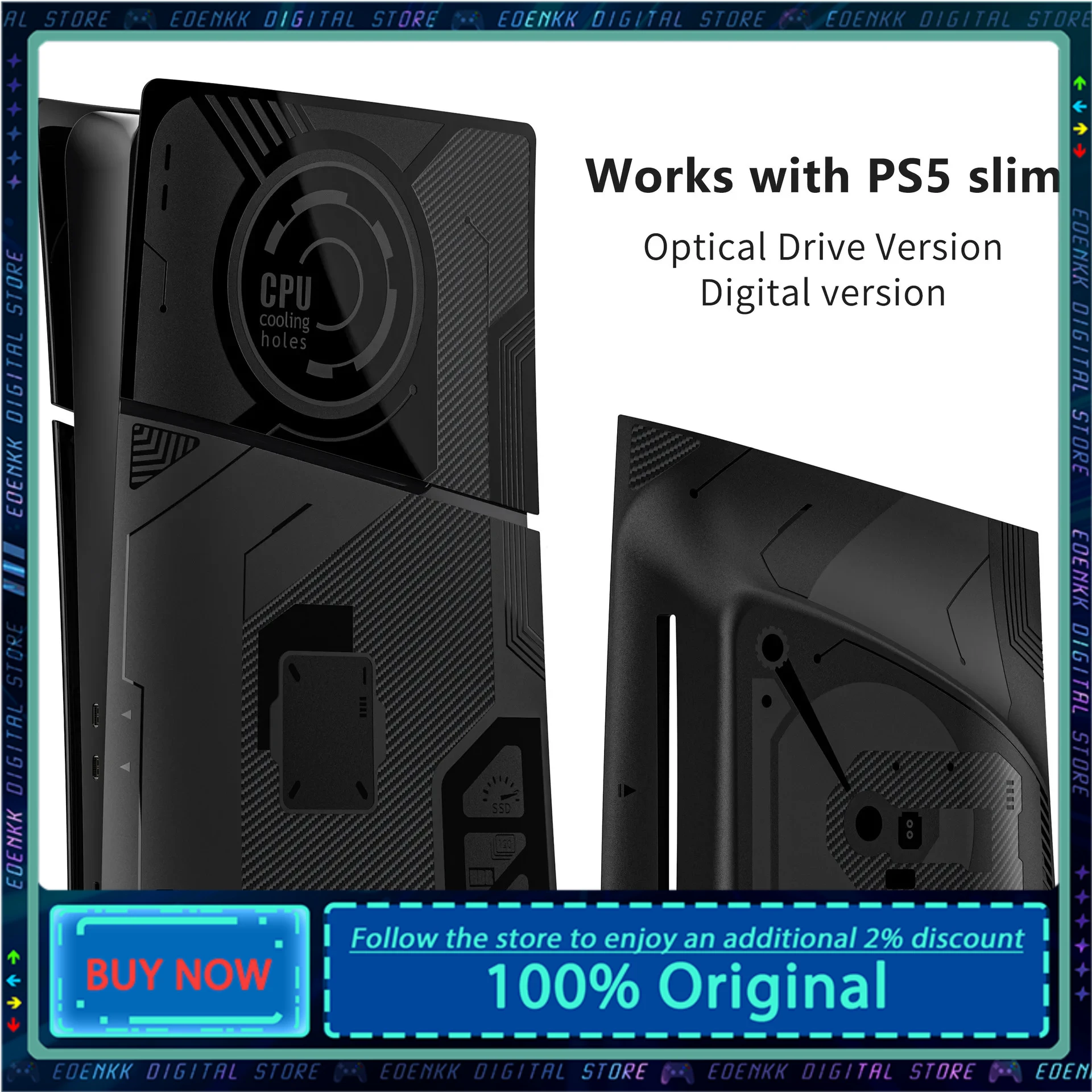 

PS5 Plates Case，For PS5 Slim Disc Edition / Digital Edition Faceplate Premium Panels Side Plate ABS Replacement Hard Shell Case