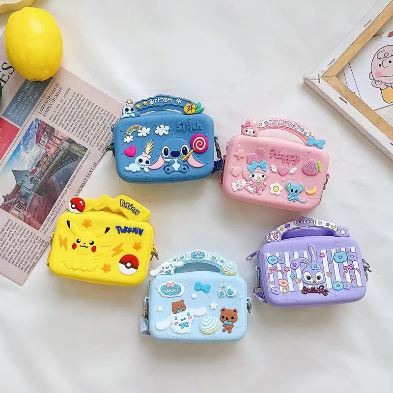 

Sanrio новая силиконовая сумка HelloKitty, мини-квадратная милая сумка на плечо с героями мультфильмов, кавайная мелодия, аниме-фигурка, модный кошелек для монет для девочек, подарок