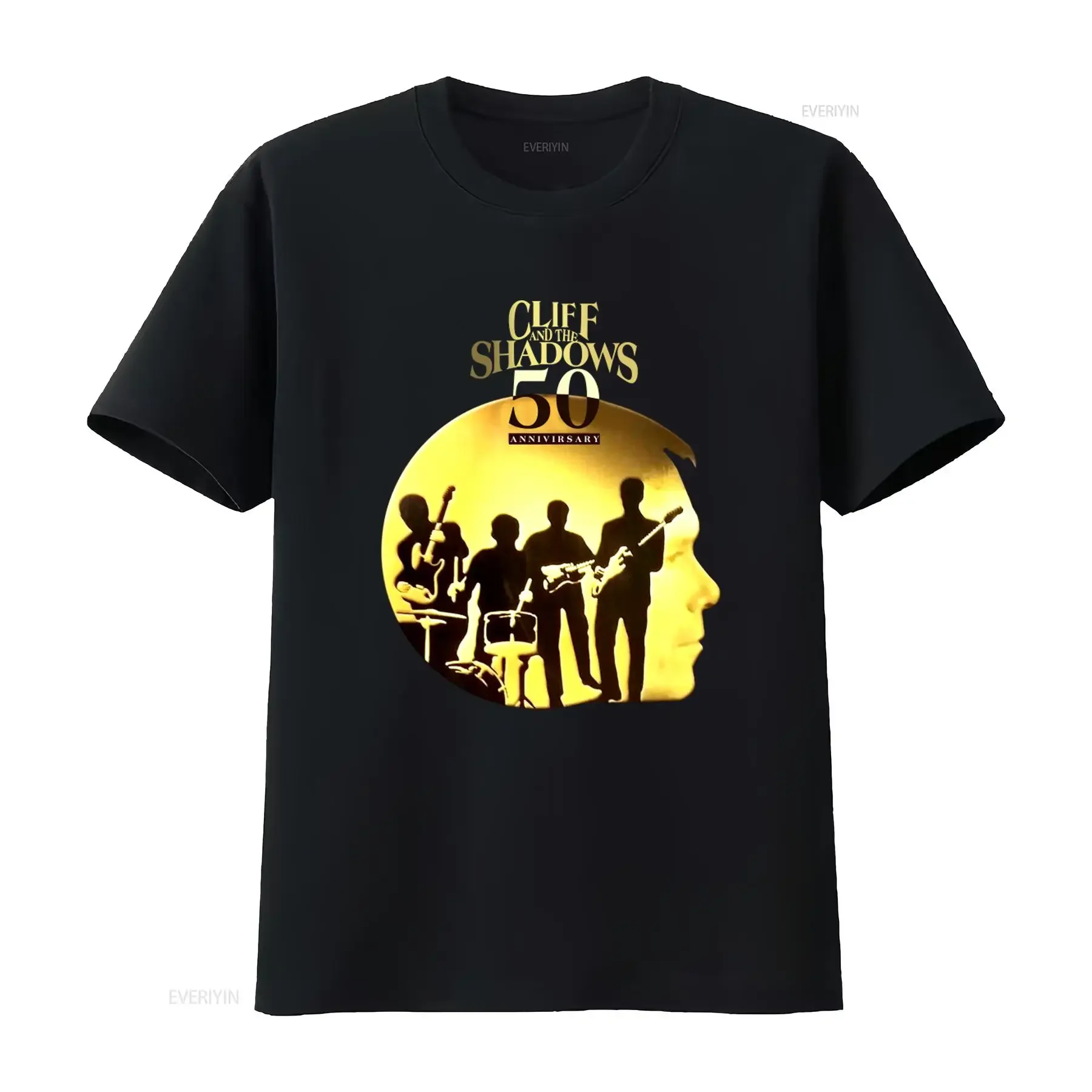 Cliff Richard And The Shadows 50th Anniversary Tour Band Music Rock T Shirt 1960 2010 vintage Washed Casual graphic Breathable