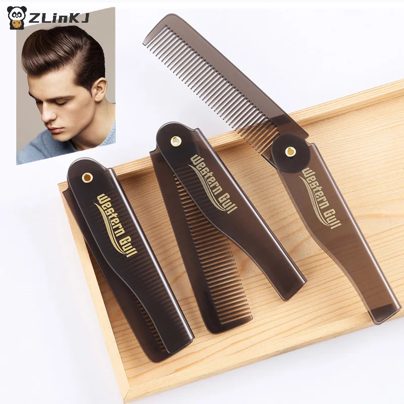▶ 1 Stück tragbarer, faltbarer Taschenkamm, Ölhaar-Kunststoff-Bartkamm für Männer und Frauen, faltbarer Kamm, Friseur-Haarstyling-Werkzeug