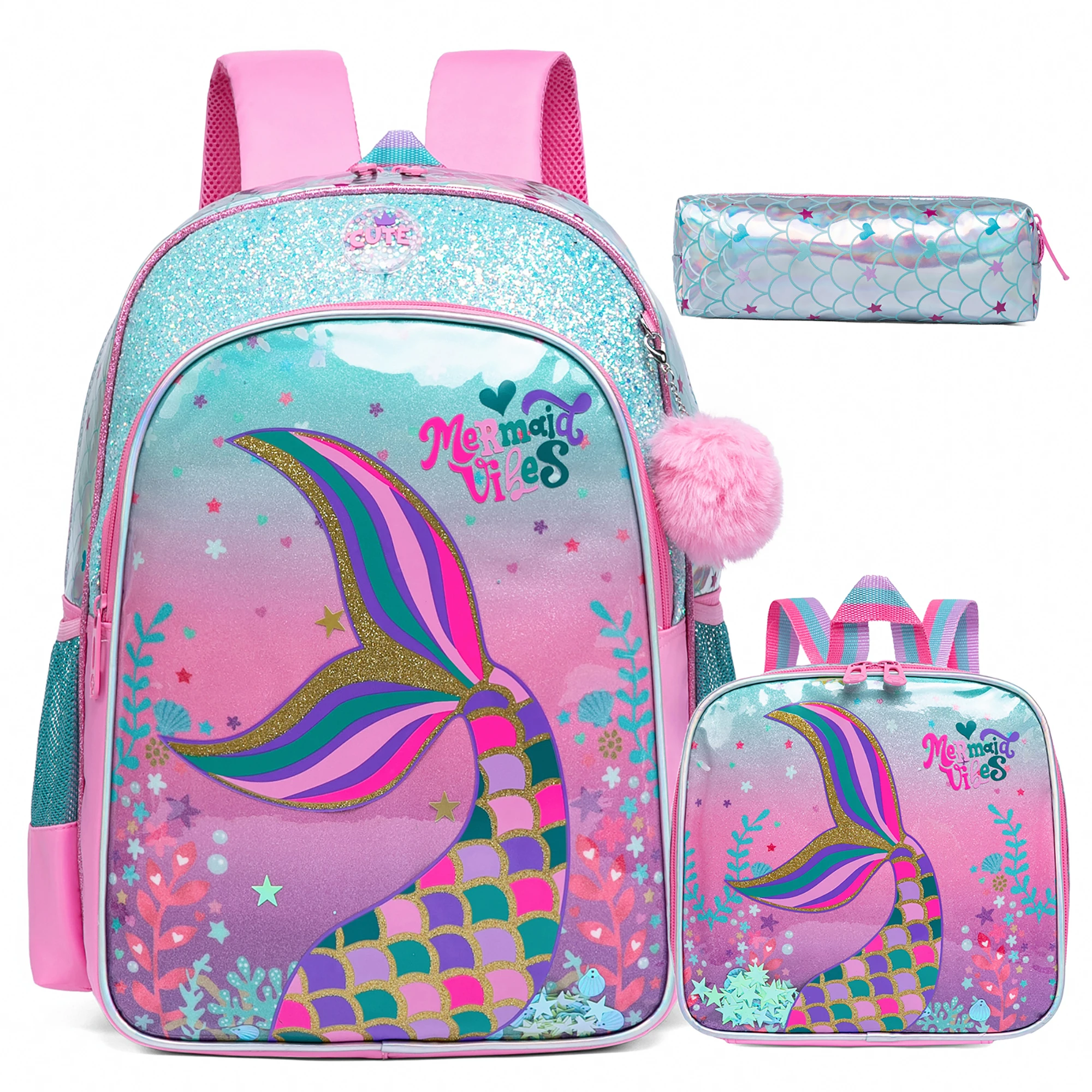 School Backpack for Girls Kids Backpack for Girls Primary School Daypack Schoolbag with Lunch Bag