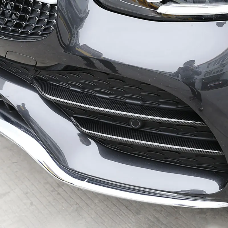 

4pcs For Mercedes Benz GLC Class X253 2020 Car Front Fog Light Decoration Strips Air Intake Grille Cover ABS Carbon Texture Trim
