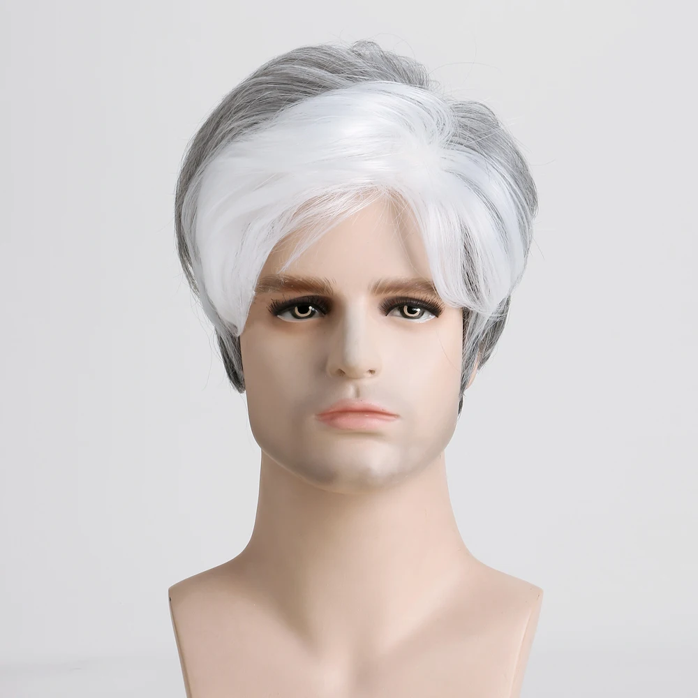 

10 Inch Synthetic Wigs Short Natural Curly Hair For Men Heat Resistant Fiber Wig For Daily Use Holiday Halloween Costume Party