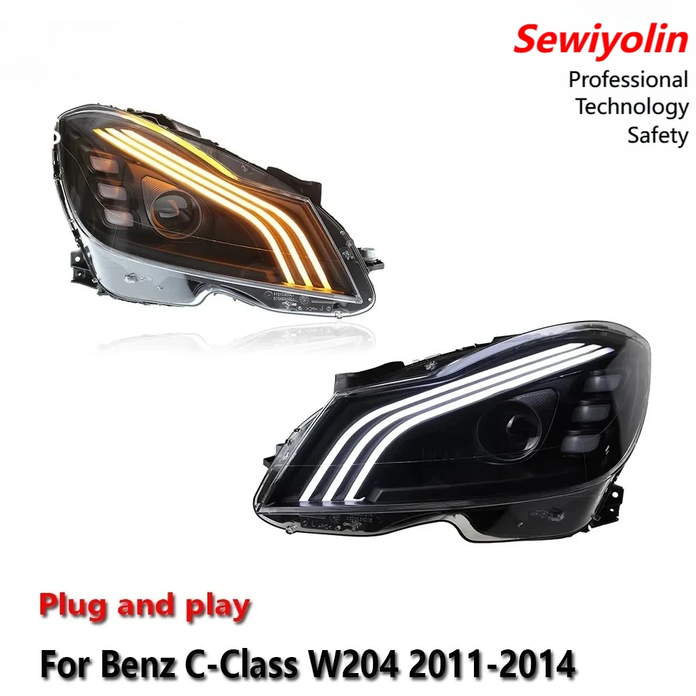 

Car LED Headlight Assemblies Lamps For Benz C-Class W204 2011-2014 Fog DRL Brake Turn Signal Lamp Plug and Play