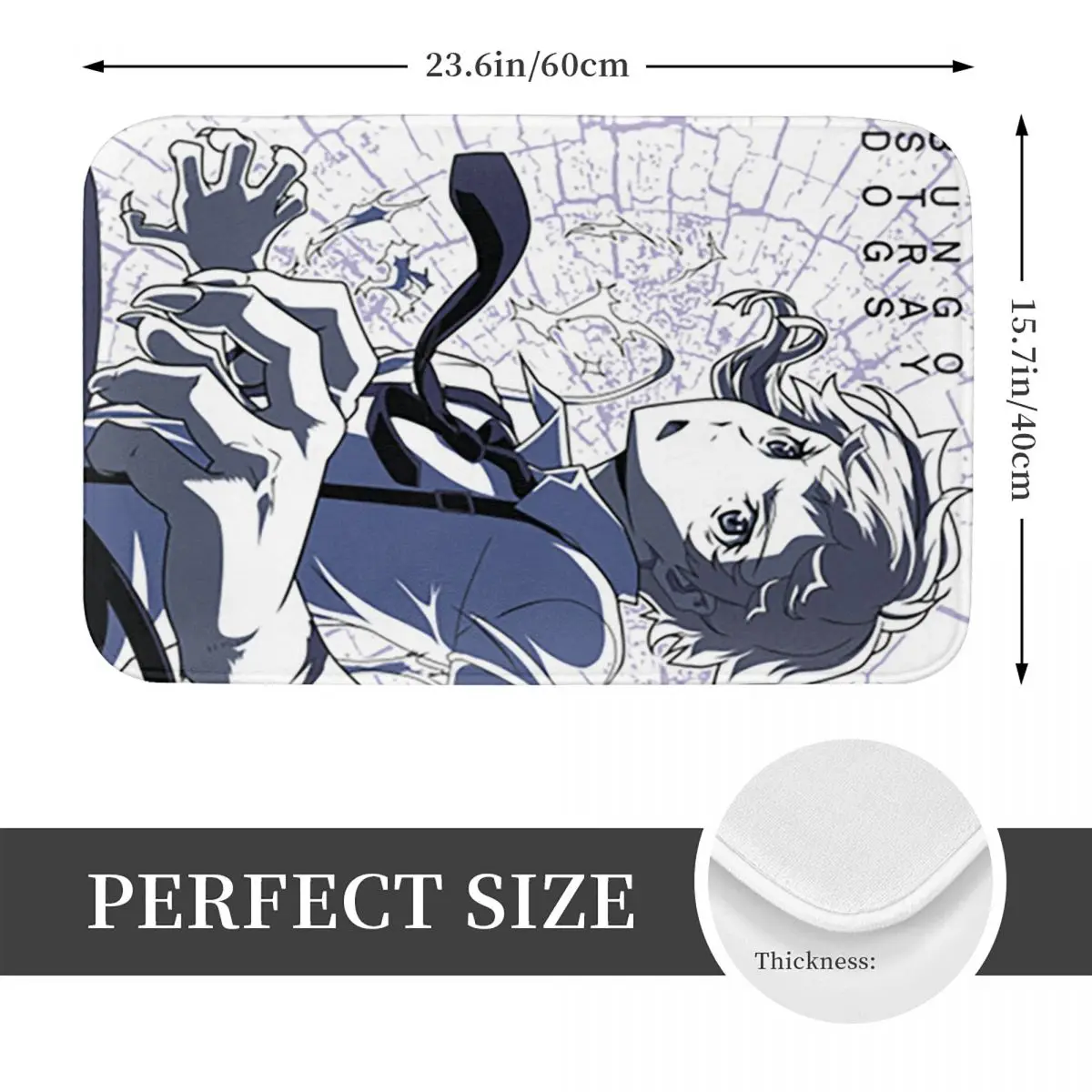 White Reaper Bungo Stray Dogs Anime Doormat Dust-proo Carpet Rug Kitchen Entrance Home Floor Mat for Bedroom Footpad Mats