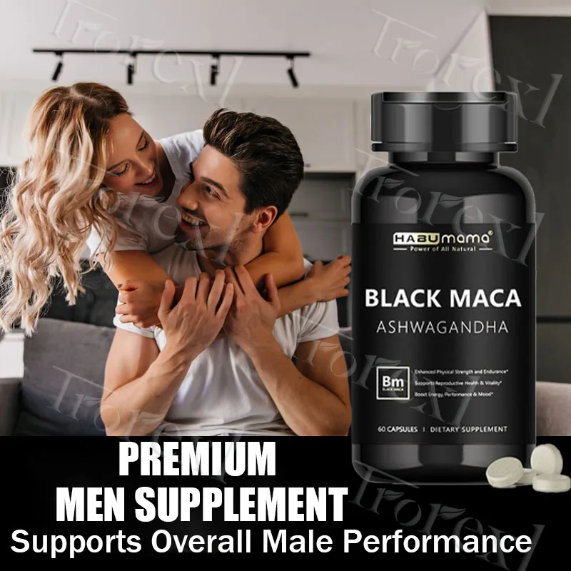 

1000mg Black Maca Root & 400mg Ashwagandha Supplement for Men Volume Assist | Relentless Stamina, Non-GMO
