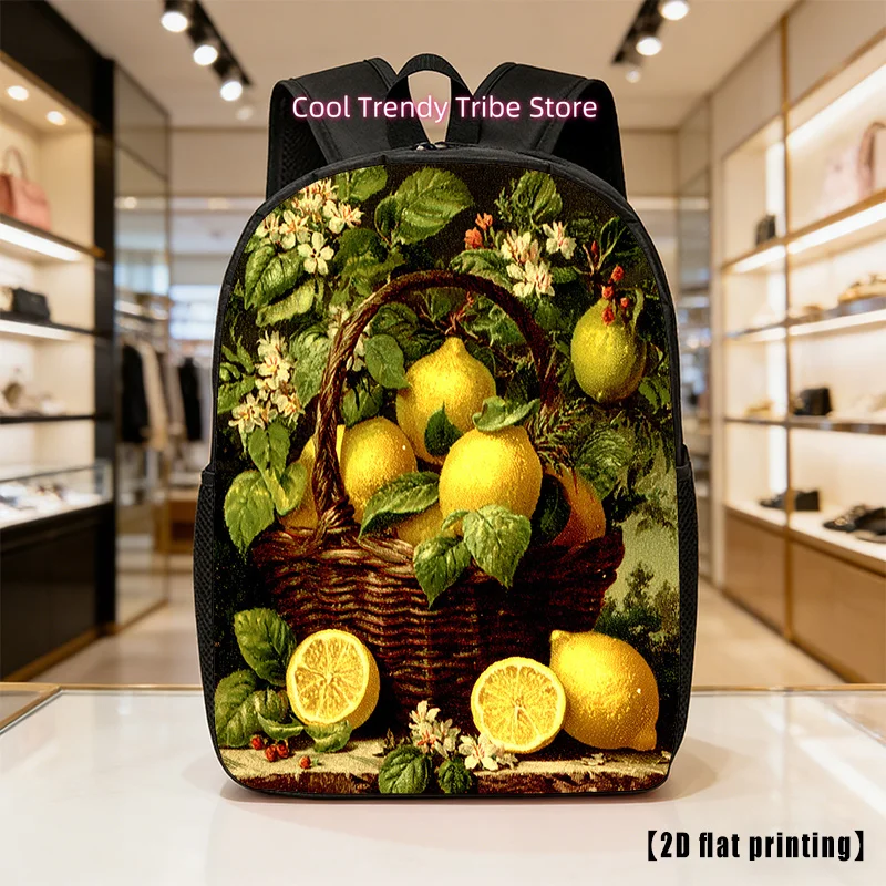 Lemon Basket Large-Capacity Lightweight Backpack with Lemon Print - Unisex Laptop Bag Suitable for Hiking, Commuting, Travel, &,