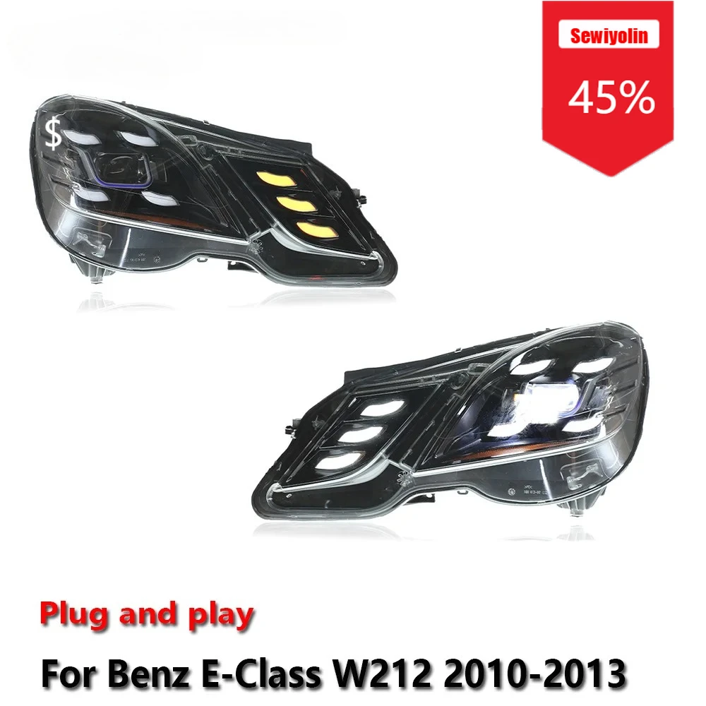 

Sewiyolin автомобильные светодиодные фары в сборе для Benz E-Class W212 2010-2013 противотуманные фары DRL тормозной указатель поворота Plug and Play