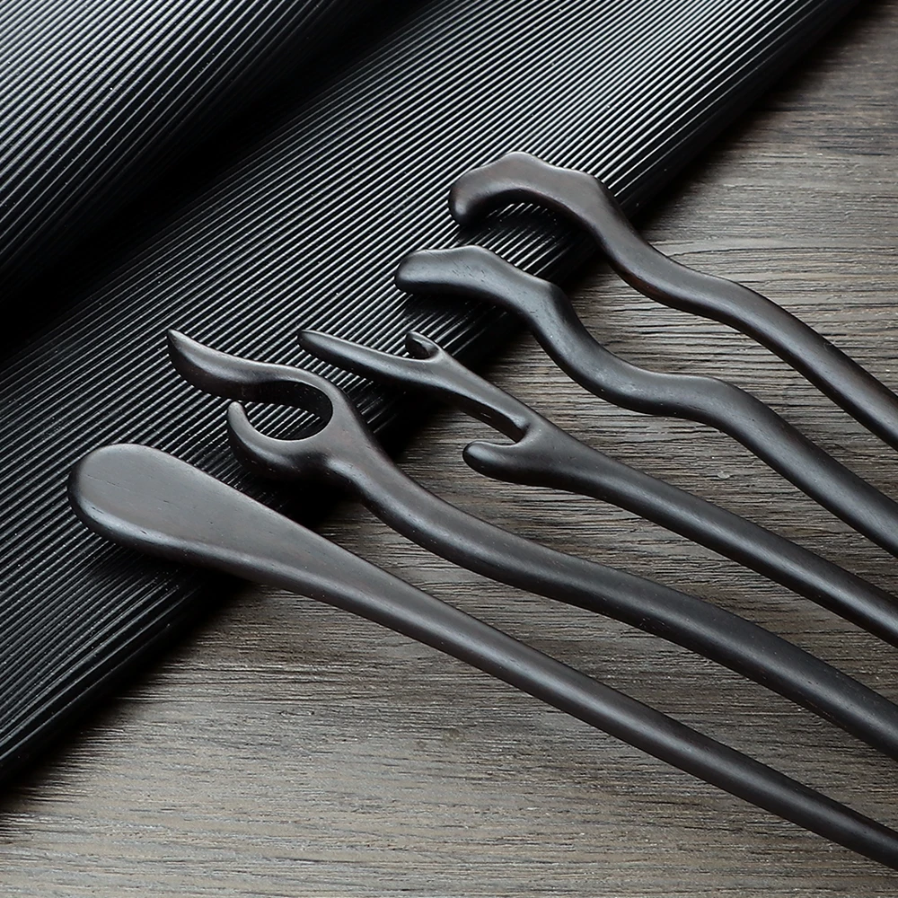 Retro Style Hairpins Simple Natural Black Sandalwood Hair Sticks Women Girls Chopstick Hair Clips Pins Jewelry Hair Accessories