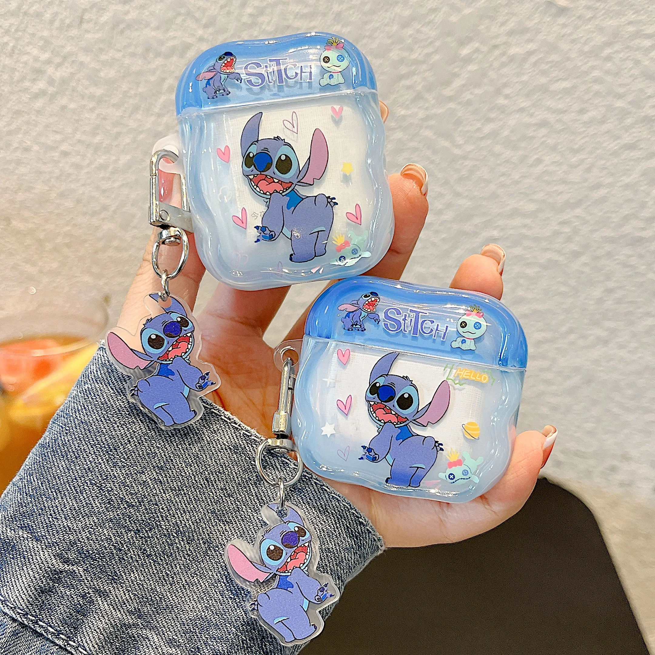 

Novelty Cute Funny Disney For Stitch All-Edge Transparent Fully Hemmed Edge Headphones Case For Air Pods4, 1, 2, 3, Pro,Pro2