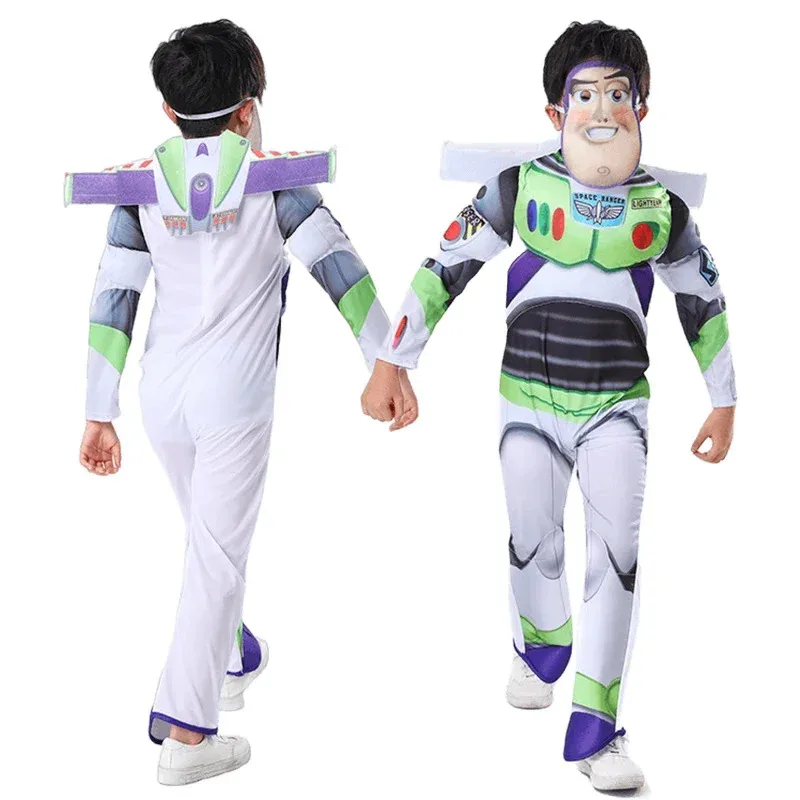 DY2025Buzz Lightyear костюм детский аниме «История игрушек» косплей костюм детский боди с мышцами комбинезоны маска костюм Хэллоуин вечерние C