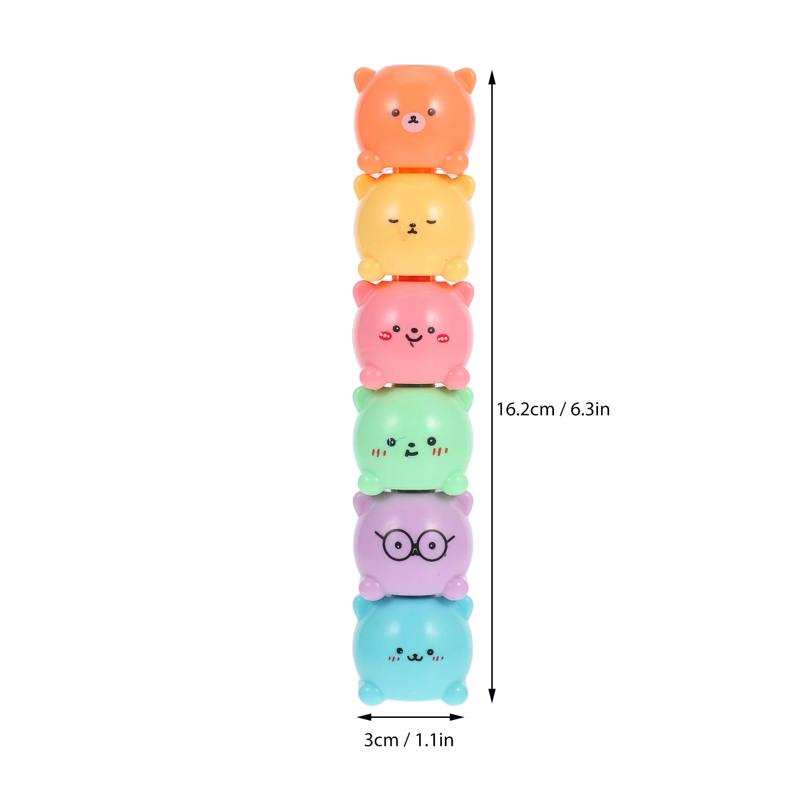 Evidenziatori a forma di orso Evidenziatori per album di ritagli Pennarelli impilabili multifunzione in plastica con penna piccola per cartoni animati