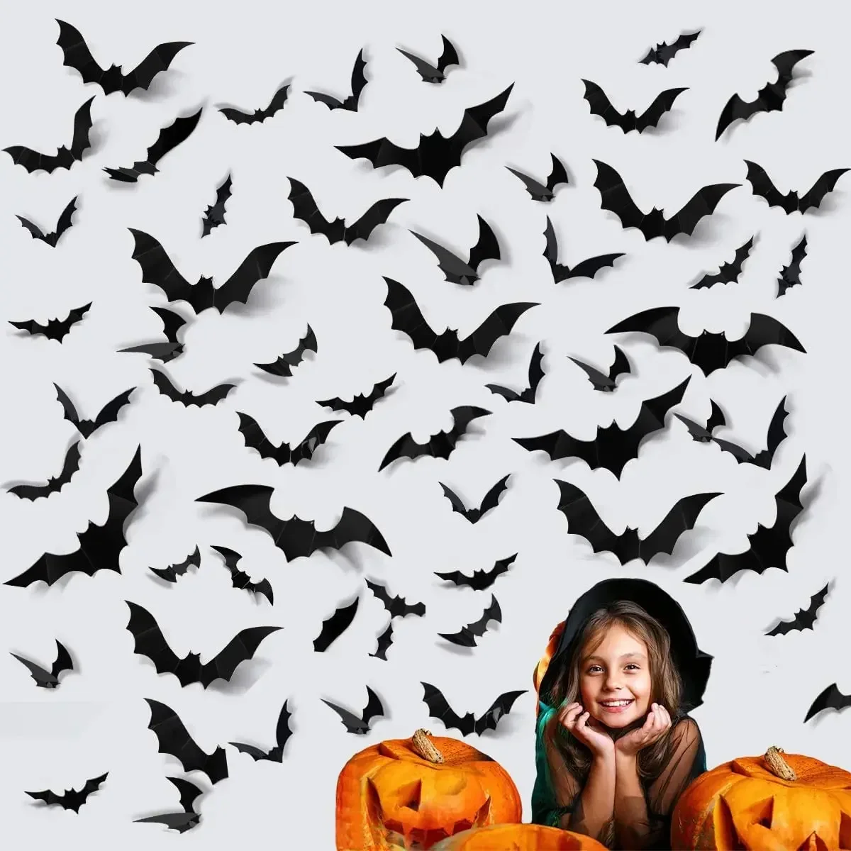 12-120pcs Halloween Decoration 3D Black PVC Bat Halloween Party DIY Decor Wall Sticker Bar Room Halloween Party Scary Decos