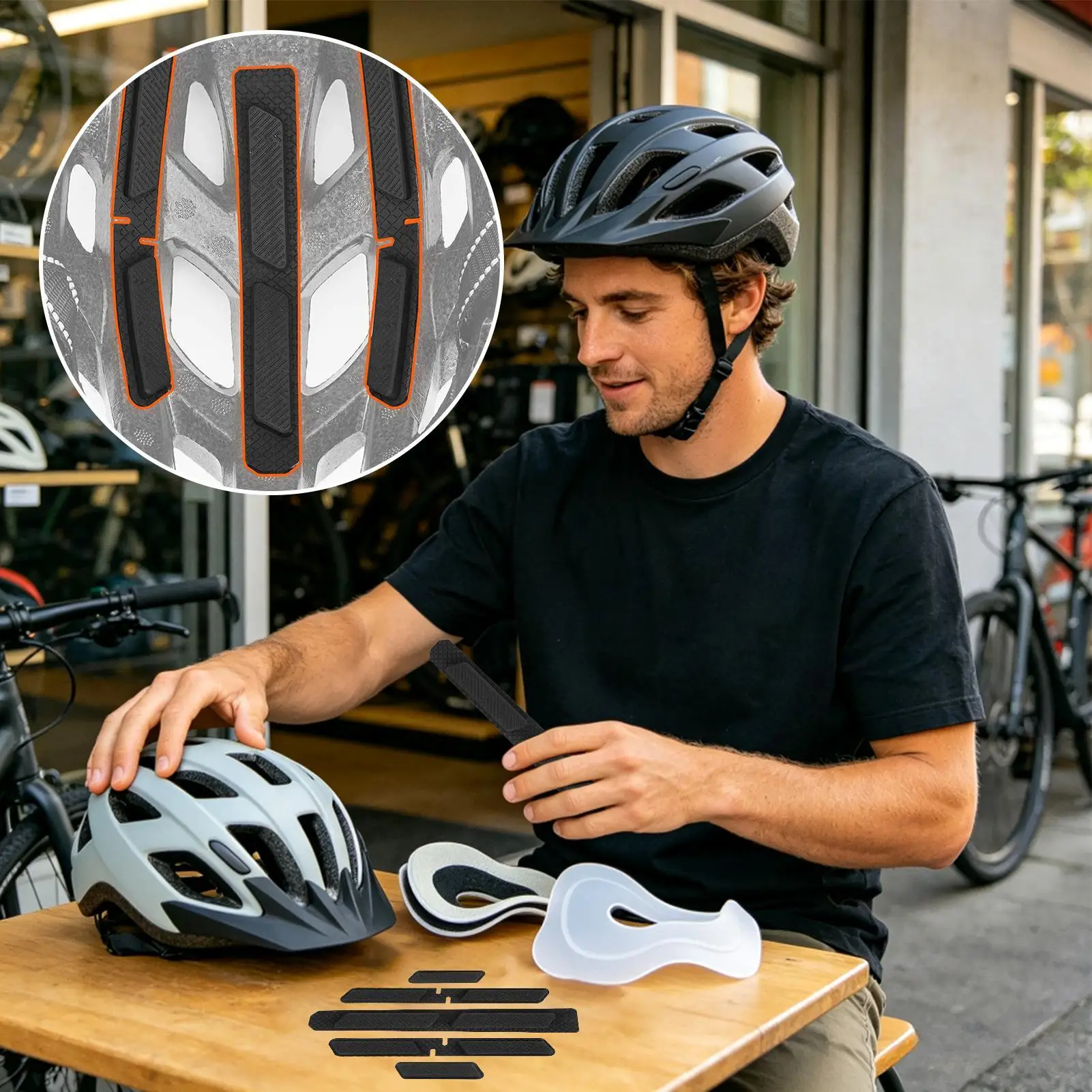 Helmet Padding Inserts Breathable Shock Absorbing Protective Non-slip Baseball Helmet Pads Replacement For Daily Travel Road