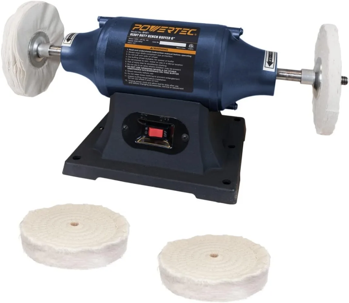 

Bench Buffer Polisher W/ 2 Extra Buffing Wheels, 6 Inch Buffing & Polishing Bench Grinder Machine for Metal,Jelwelry,Knives,Wood