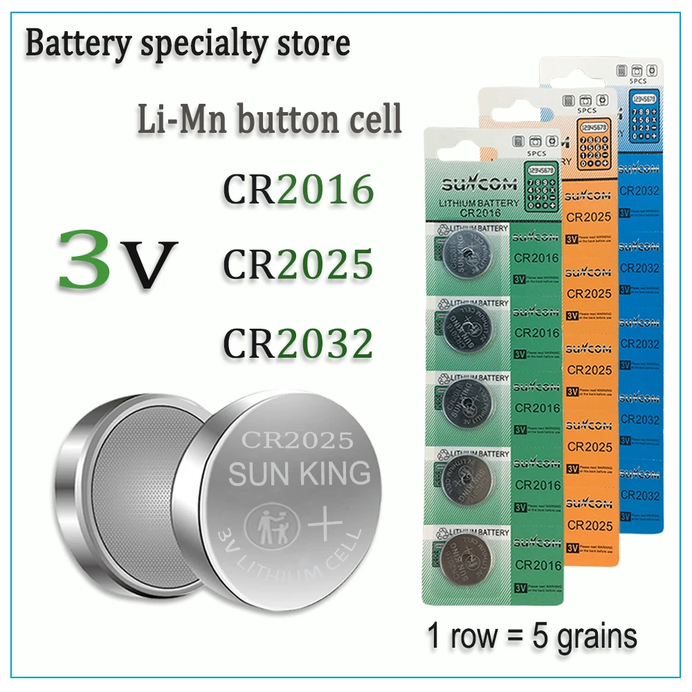 

CR2016/2025/2032 3V Li-Mn button cell Battery Long-lasting, Leak-free, Suitable for flashlights, car keys, watches, key fobs