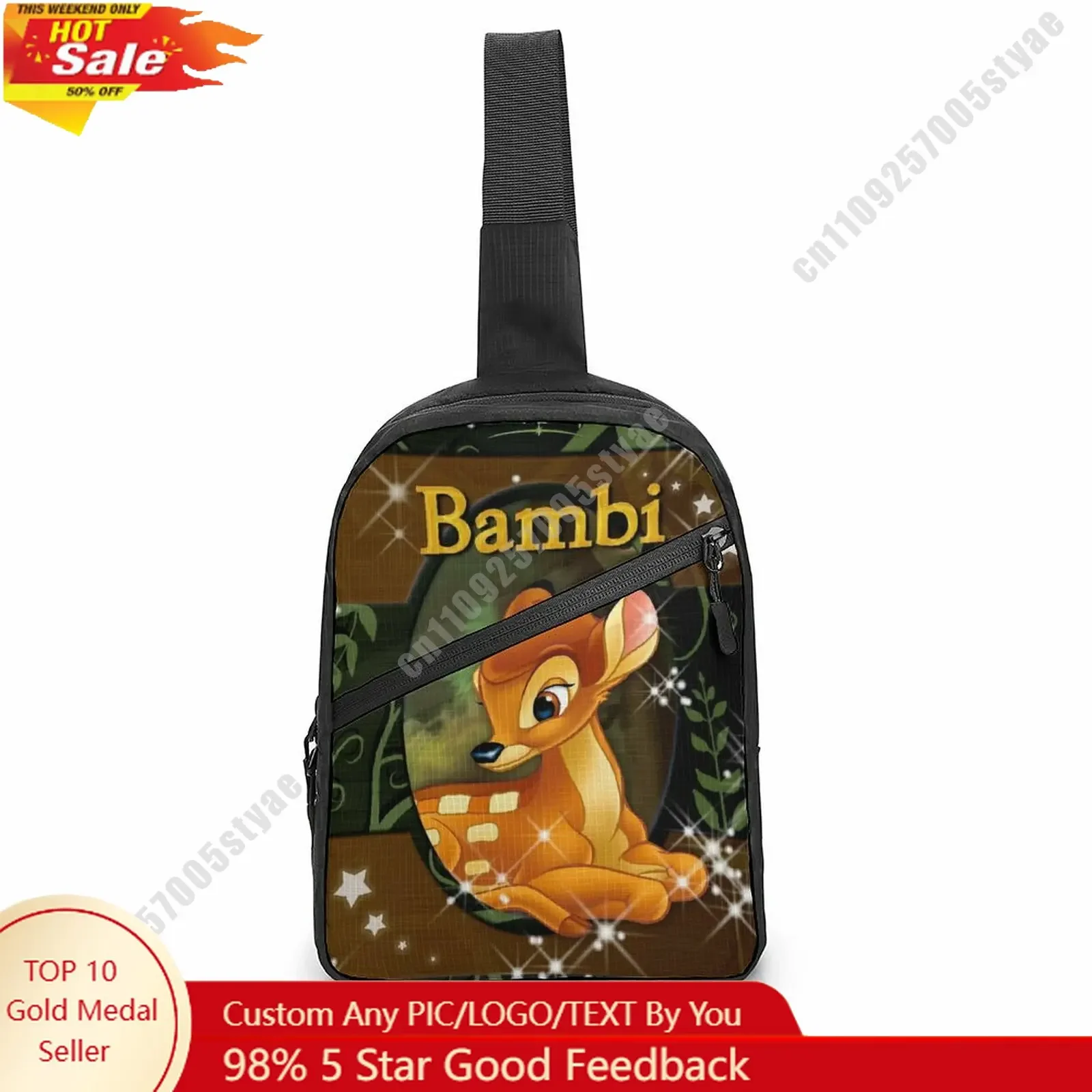 

Bambi Chest Bag Disney Customized Personalized Photos Text Logo Lightweight Travel Sling Waterproof Shoulder Bag