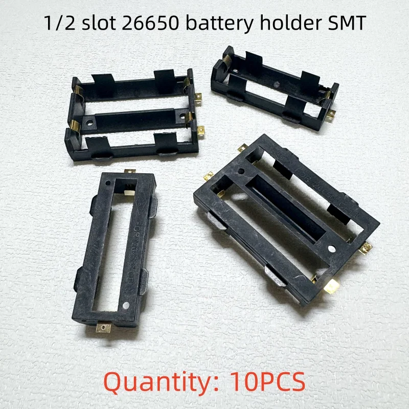 

10PCS 26650 SMT battery holder gold-plated battery box SMD battery storage box 1/2 slot 26650 battery bracket compartment DIY