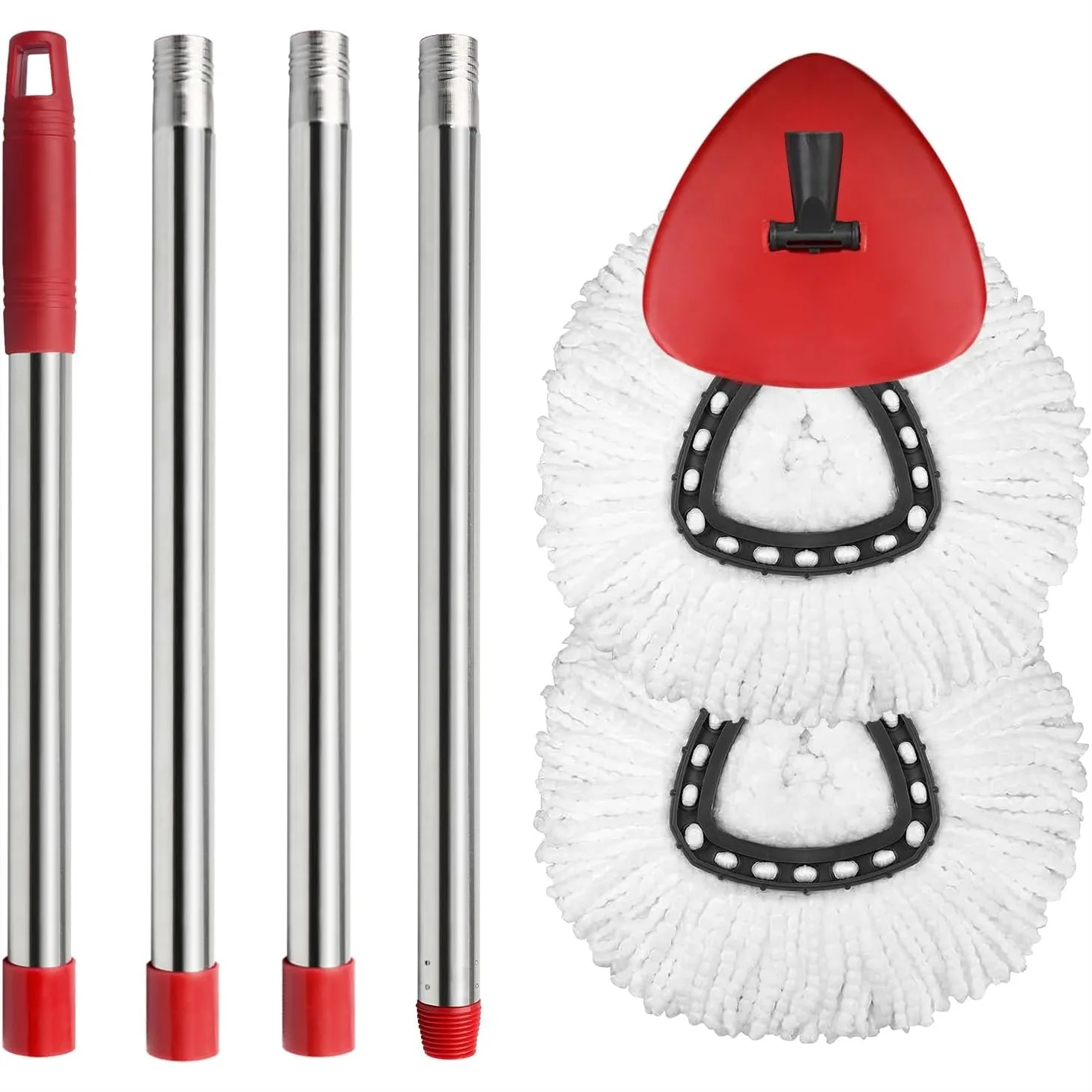 

Комплект из 2 сменных насадок для швабры Spin Mop, 1 основание, 1 ручка (30-58 дюймов), совместимый с OCedar EasyWring RinseClean Microfiber