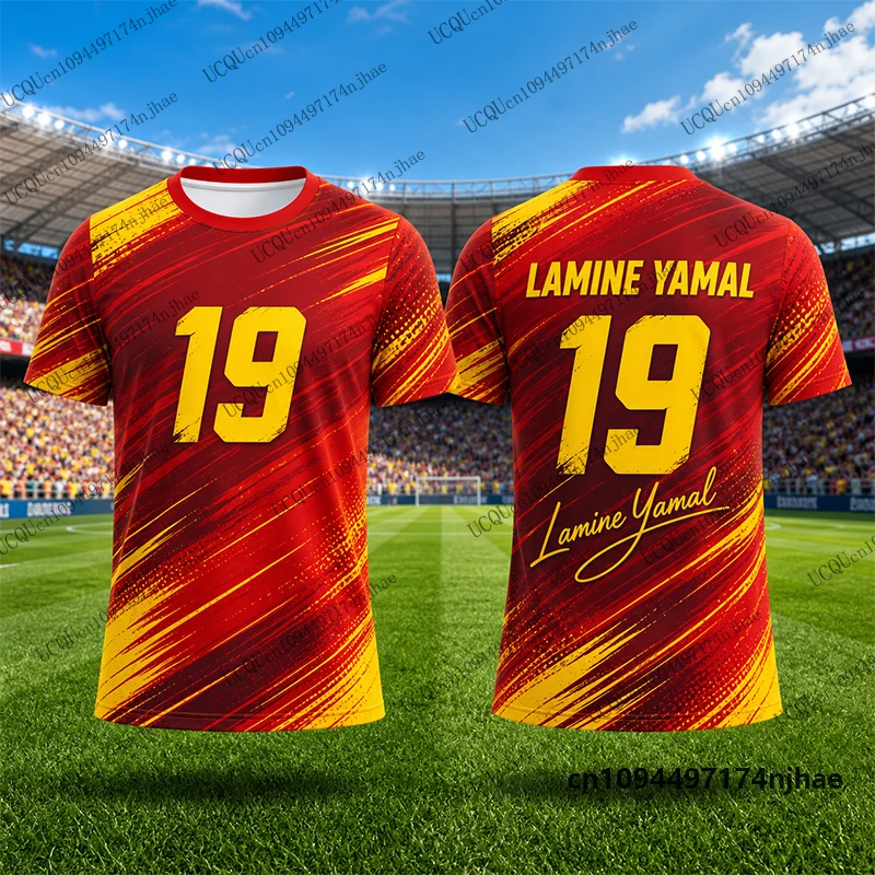 New Arriavl Summer Special Yamal #19 Print Football Jersey For Men's T-shirt Quick-Drying Sports Tees Casual Kids/Adult Tops