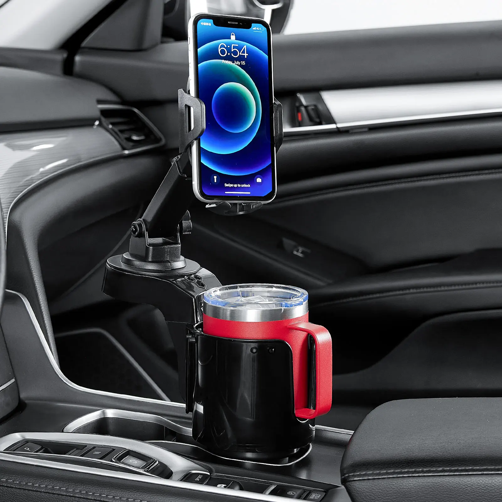 Universal Car Cup Drink Holders Extender With Phone Mount  For Tesla Model 3/S/X/Y Adjustable 360° Rotate Cellphone Holders