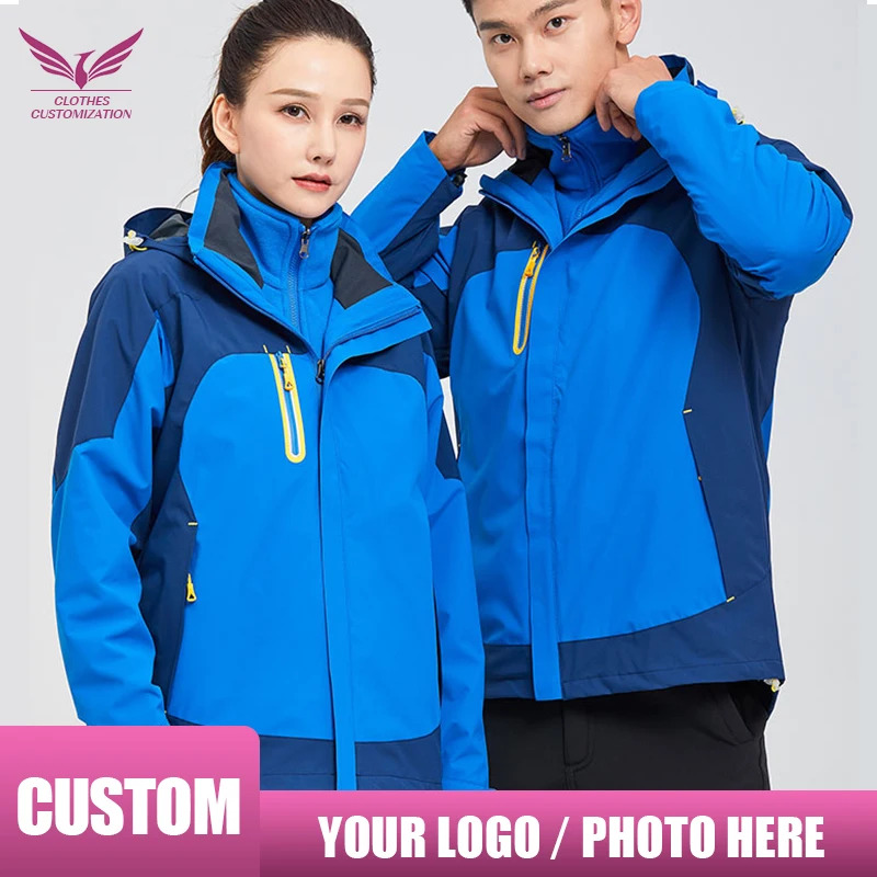 Custom logo men winter Windproof jacket Waterproof thick coat personality customization Fleece Outdoor Sports Hiking Jacket