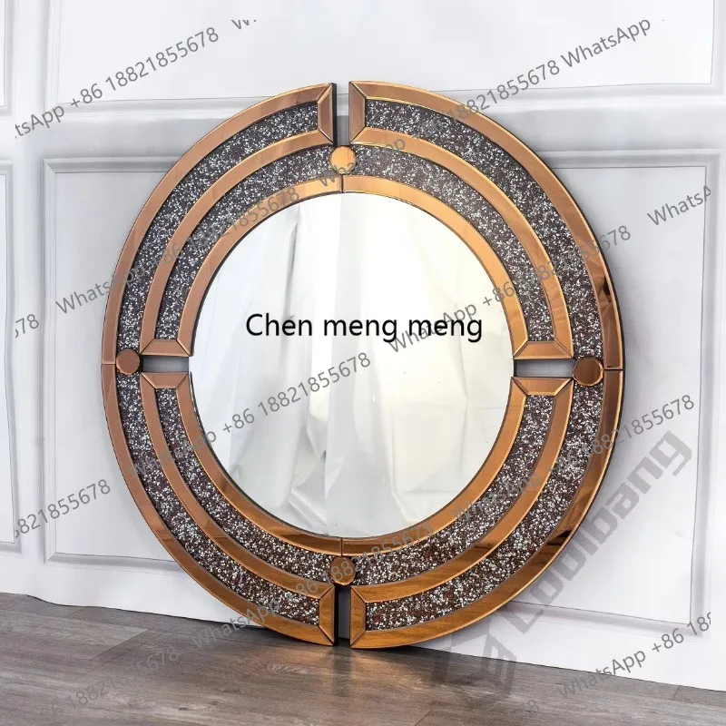 Luxury Style Home Decorative Mirror Crushed Diamond Round Wall Mirror