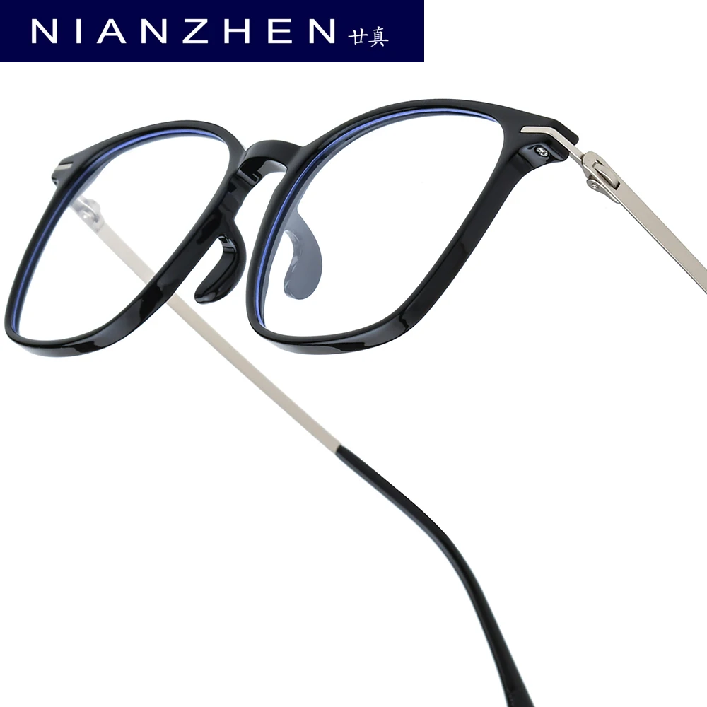 

NIANZHEN TR90 Alloy Eyeglasses Men Square Brand Design Glasses Frame Women Vintage Ultralight-Weight Eyewear Spectacles 210374