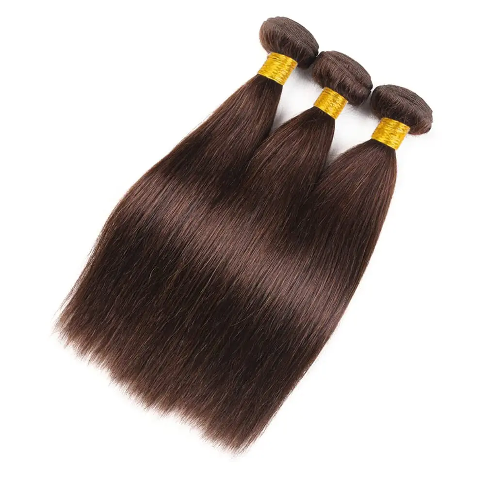 Straight Bundles 100% Human Hair Chocolate Brown Color #4 Brazilian Real Human Hair Bundles Extensions 26 28 30 Inches For Woman