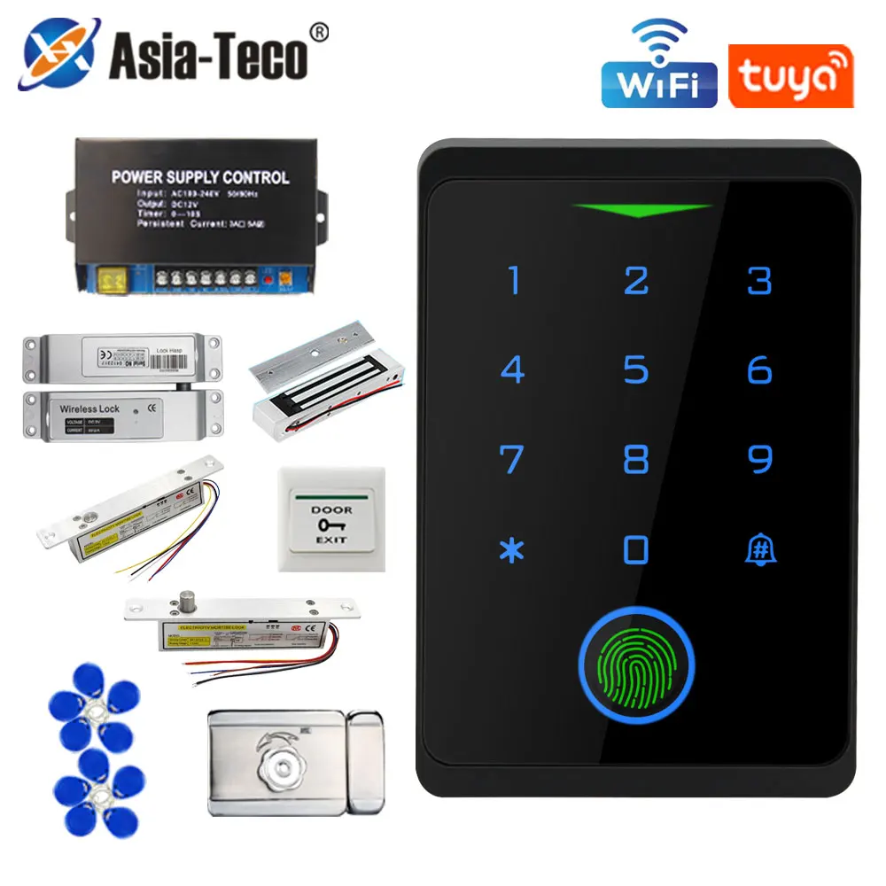 Tuya WIFI Vân Tay Điều Khiển Truy Cập Bộ Dụng Cụ Bảo Vệ An Ninh Chống Nước Ngoài Trời Bàn Phím Mở Cửa Rfid Kỹ Thuật Số Điện Tử