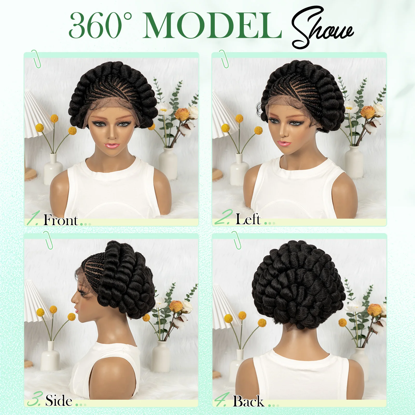 كورو مضفر الجانب أجزاء الشعر تصميم الباروكات الاصطناعية كامل الدانتيل بانتو الضفائر الباروكات مع شعر Babv للنساء السود #6