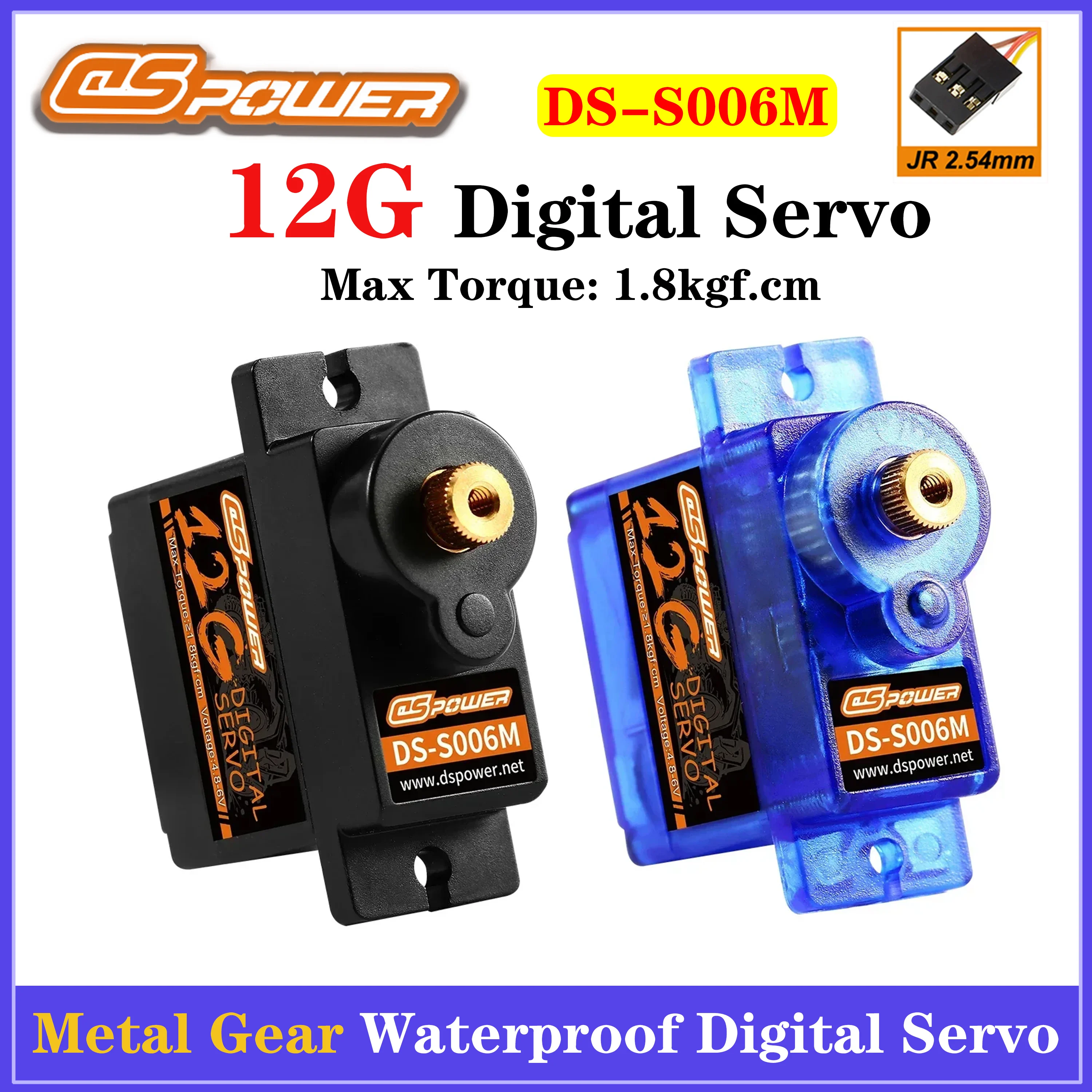DSpower 12G Metal Gear Waterproof Digital Servo 1.8kg Torque 4.8-6V for RC Mini Car Truck Boat Robot Plane Wltoys Upgrade Parts