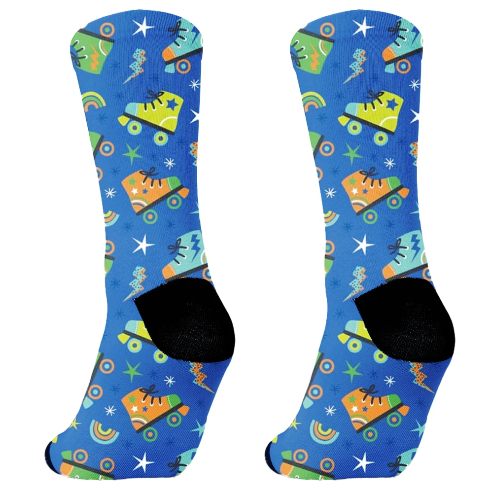 New1 Pairs New Funky Skull Socks Men  Cartoon Alien Novelty Hip Hop Orange Crazy Trend Socks Gift