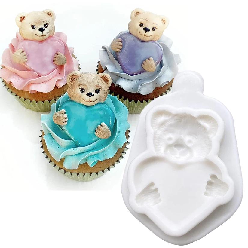 Bear Heart Silicone Sugarcraft Mold Chocolate Cupcake Baking Fondant Cake Decorating Tools