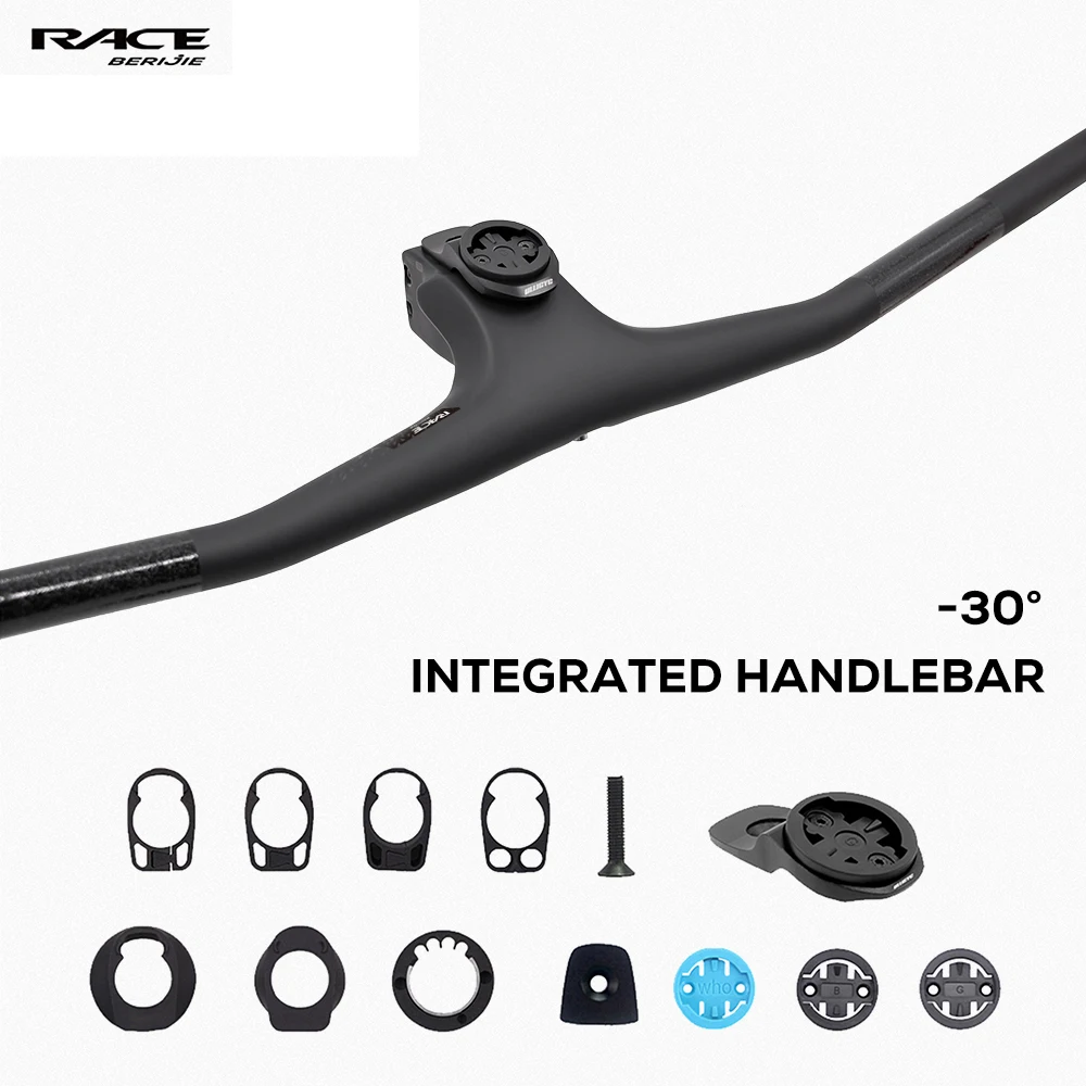 

Карбоновый руль RACE MTB с внутренней проводкой кабелей, -30° ° Интегрированный руль для кроссового велосипеда из карбона с проставками, 70-100 мм