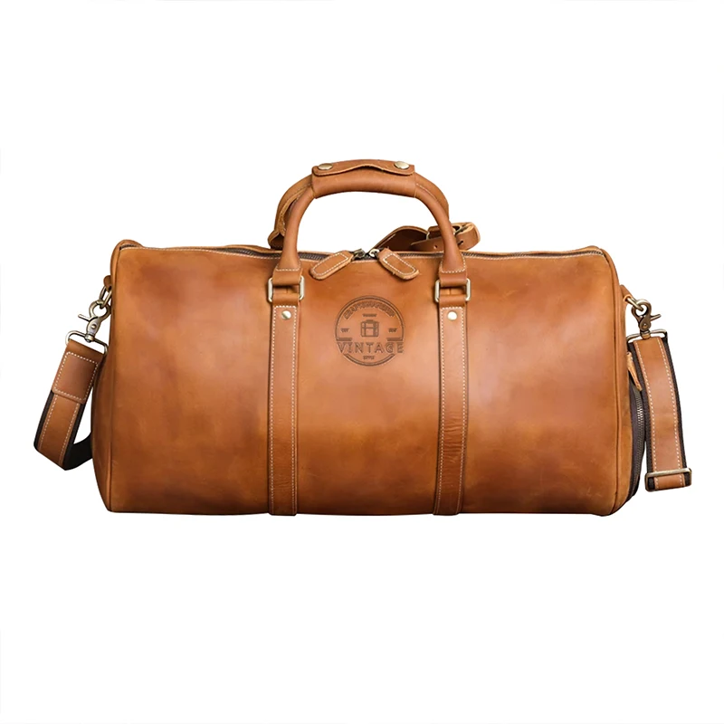 

Logo Leather Luggage Men's Wholesale Carry Overnight Weekend Sports Gym Travel Bag
