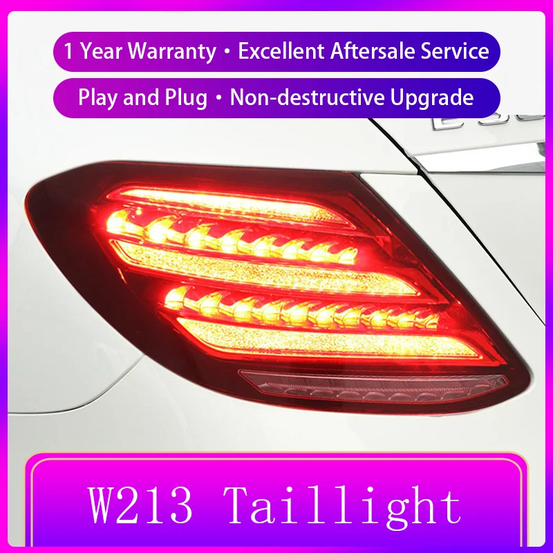 2 PCS Car Lamps For Benz W213 E200 E260 E300 2016-2020 Tail Light DRL Brake Lamp Turn Signal Upgrade LED Taillight Accessories