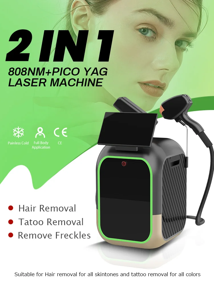 4000 واط صالون احترافي 2 في 1 جهاز ليزر محمول 808nm ديود ليزر إزالة الشعر الدائم + إزالة الوشم بالليزر بيكو ثانية