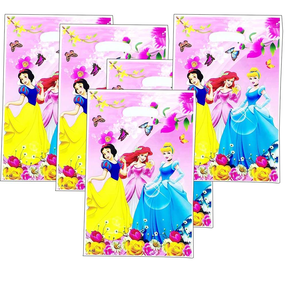 

10pcs Pack of Party Favor Bags Snow White Mermaid Cinderella Candy Bag Party Decoration Girls Birthday Gift Decorative Supplies