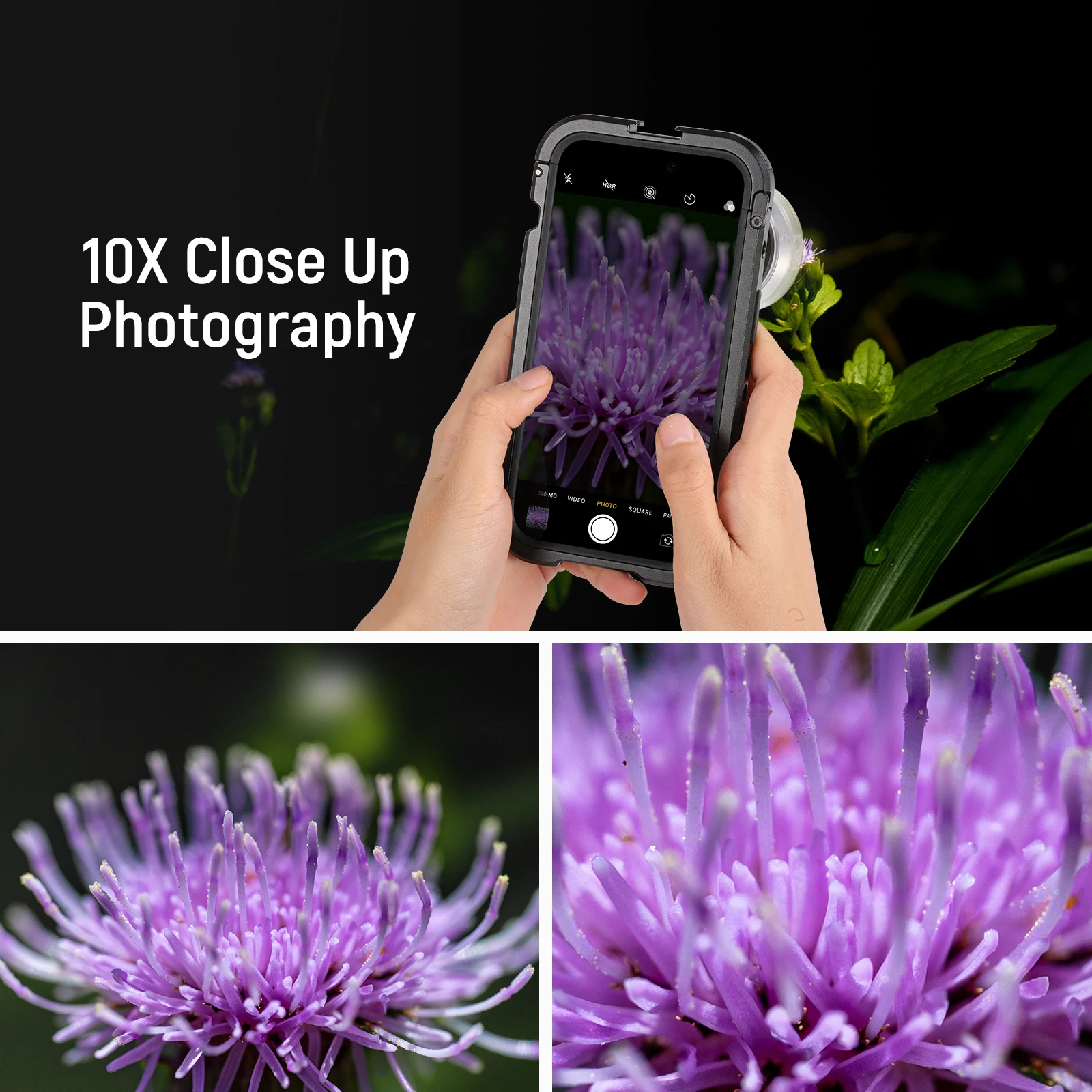 عدسة ماكرو NEEWER HD 10X مع غطاء ناشر قابل للفصل لهاتف iPhone وسامسونج قفص الهاتف مع محول عدسة 17 ملم