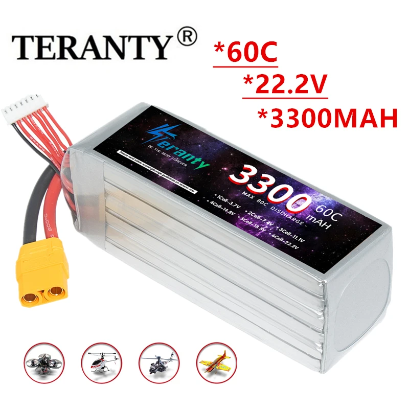 

22.2V 3300mAh LiPo Battery 6S For RC Car Drones Quadcopter Helicopter Boat Spare Parts 6S Battery with XT90 XT60 Dean T