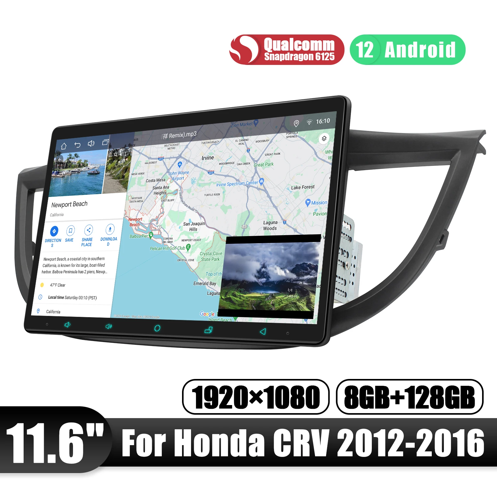 JOYING kolíček a divadelní hra 11.6 palec 8G 128G Android auto stereo rádio multimeida hráč pro Honda CRV CR-V 2012-2016 s Carplay HMDI