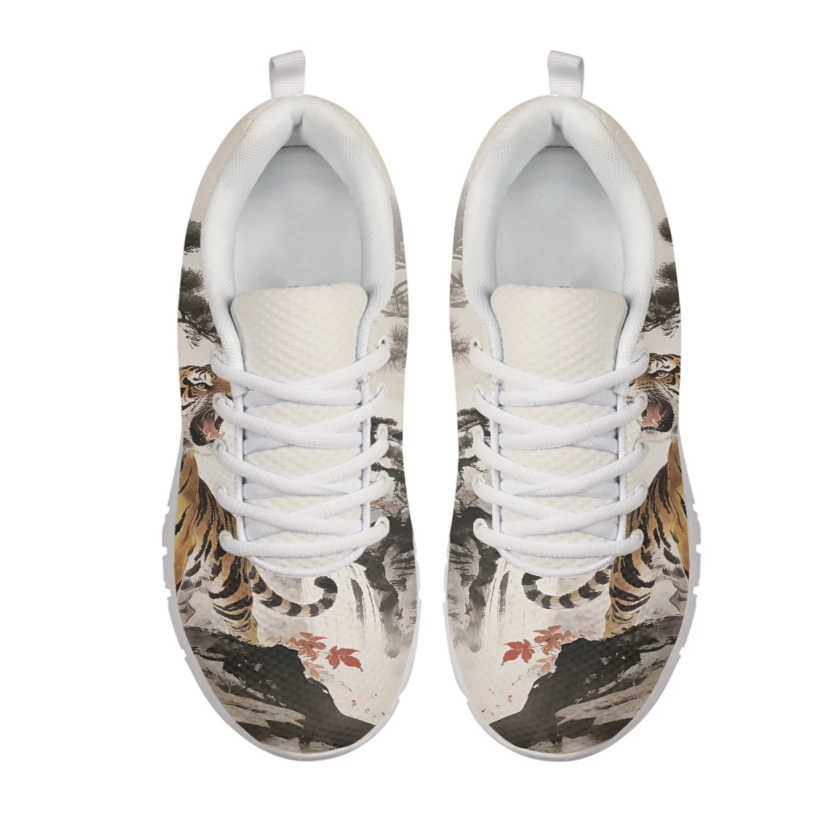 Coloranimal Lace Up Breathable Walking Shoes for Ladies Women Running Shoes for Gym Leopard Croc