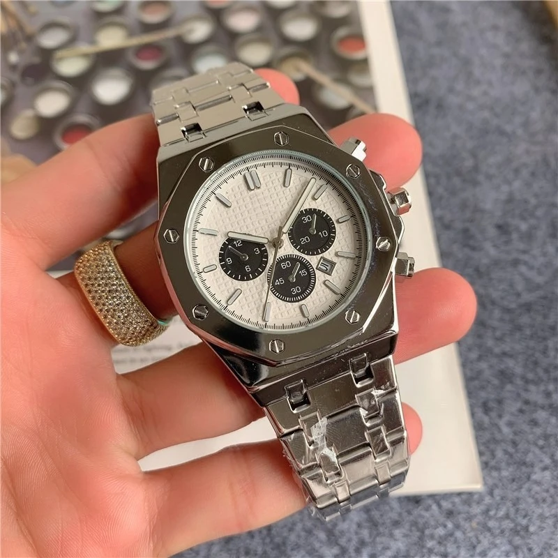 Designer New Luxury Original Watch 6 Hands Calendar Date Quartz Movement Stainless Steel Strap High Quality Timepiece