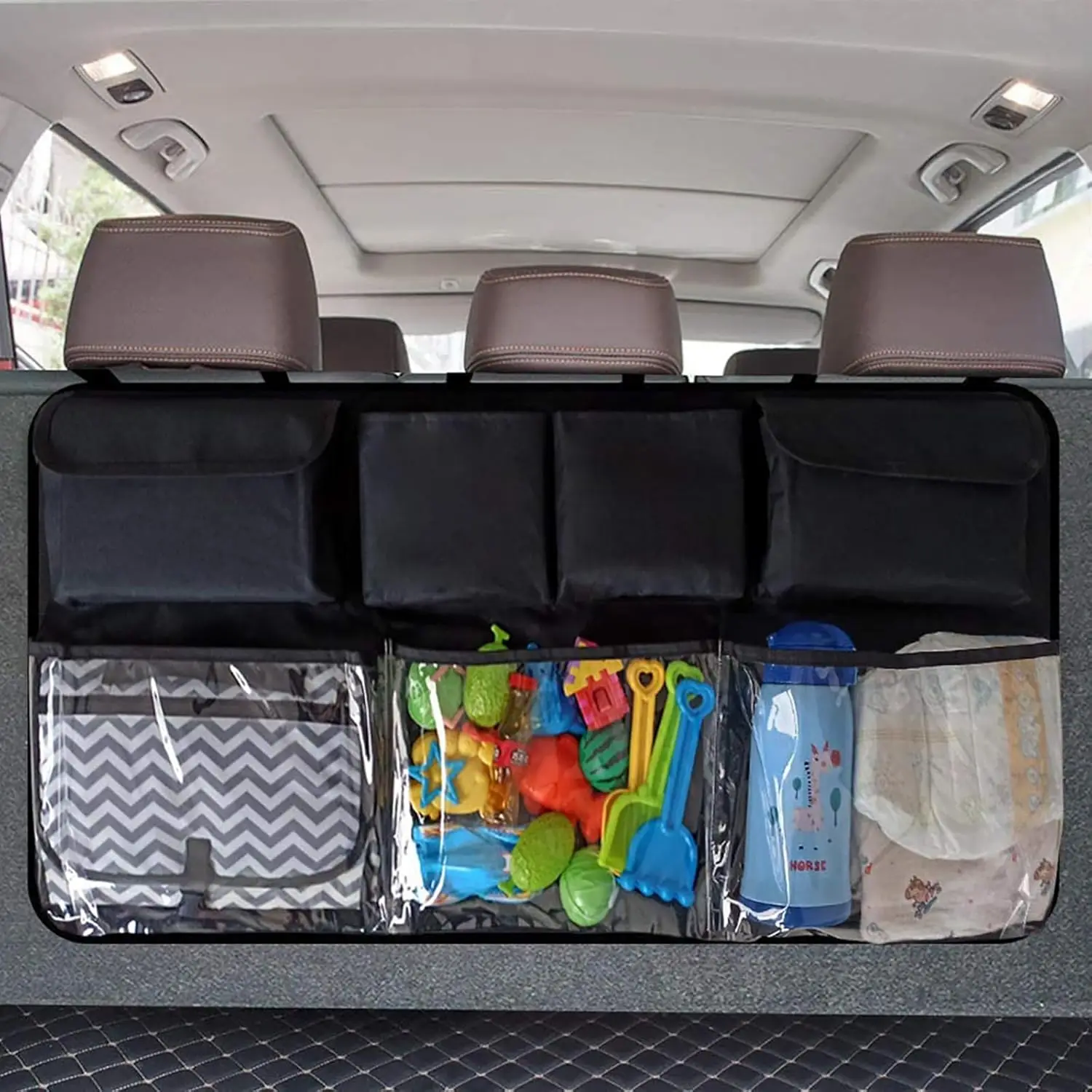 

Car Trunk Organizer for SUV, Truck, MPV, Van - 7 Pocket Collapsible Storage Bag with Reinforced Base, Non-Slip Bottom