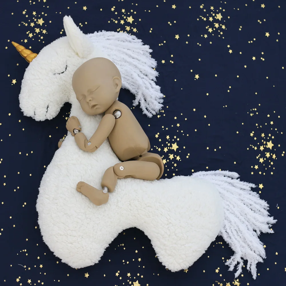 Baby Photography Props Lovely Soft Plush Unicorn Auxiliary Modeling Pillow Animal Horse Doll Cushion Newborn Photo Accesorios