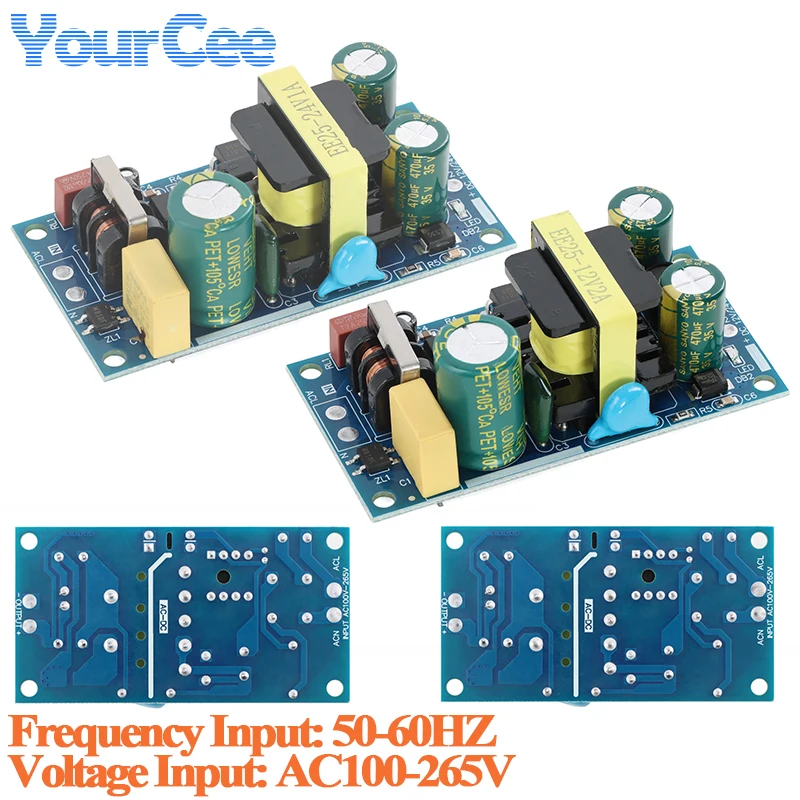 12V/2A 24V/1A switching power supply module AC to DC isolation power supply board overload AC100-265V 50-60HZ Frequency input