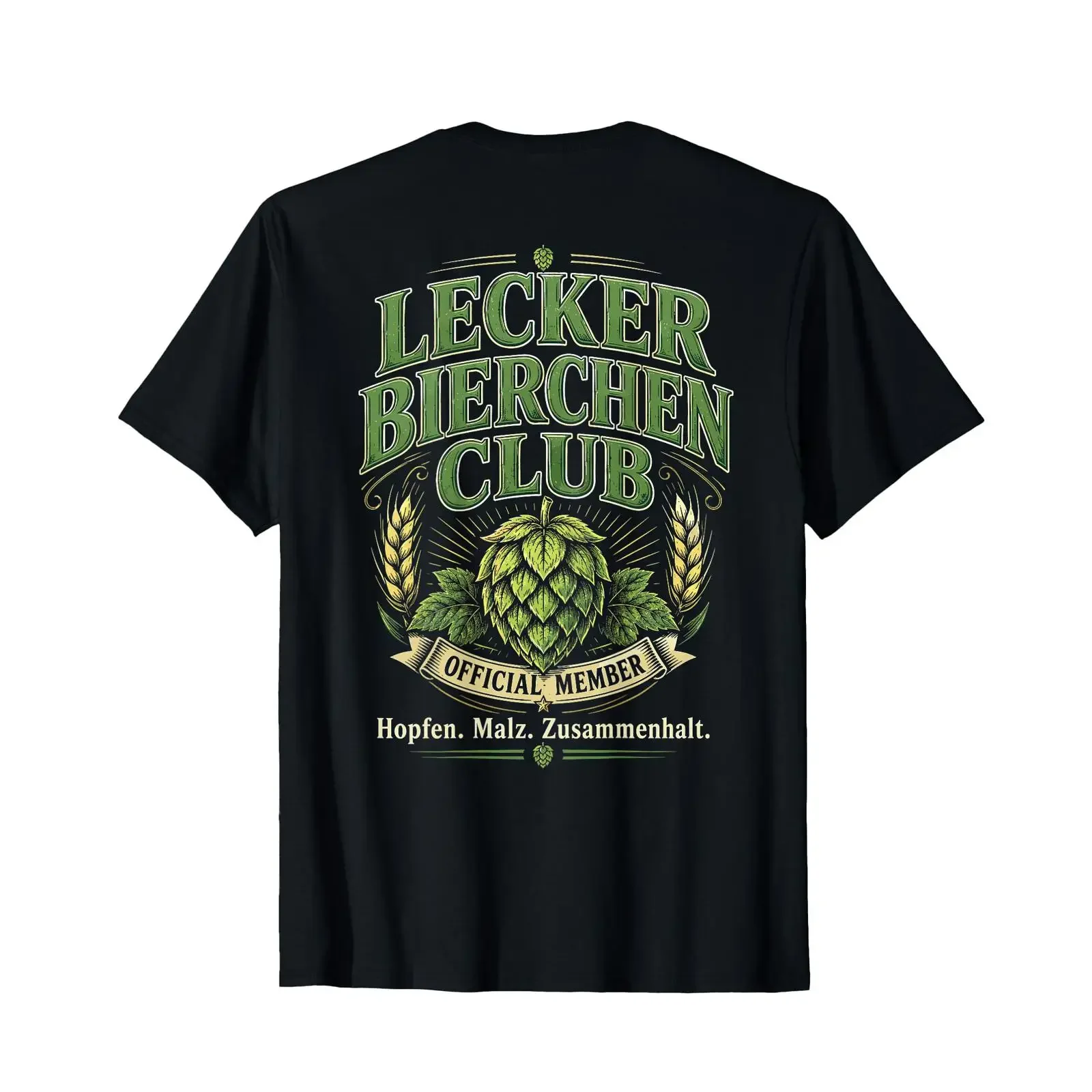 Lecker Bierchen Club Backprint T Shirt vintage Washed fashion Breathable streetwear Stretched homme Comfortable Unisex