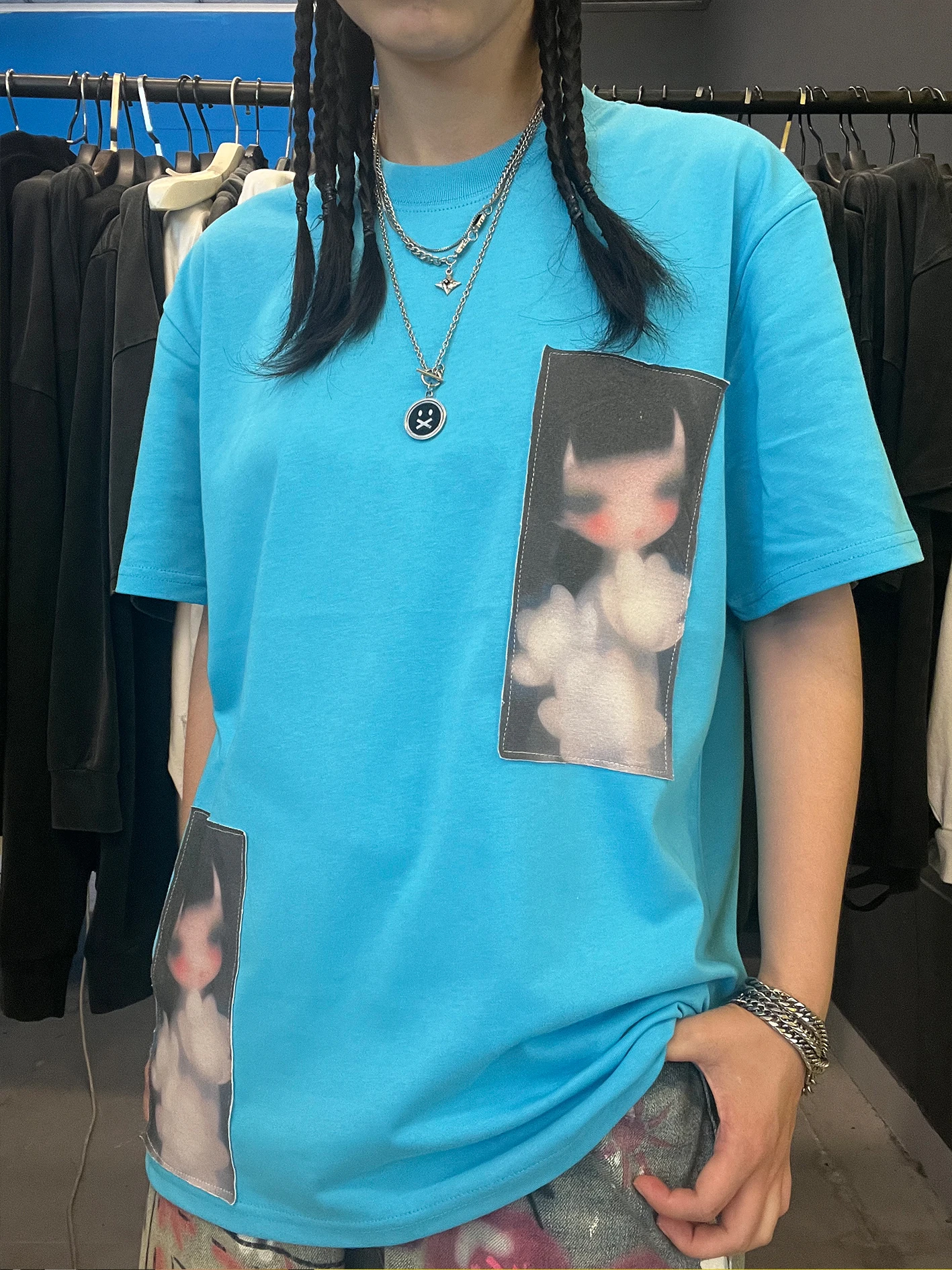 camiseta-de-manga-corta-hecha-a-mano-con-parches-estilo-universitario-informal-de-verano-nueva-de-wang-studio-peso-mas