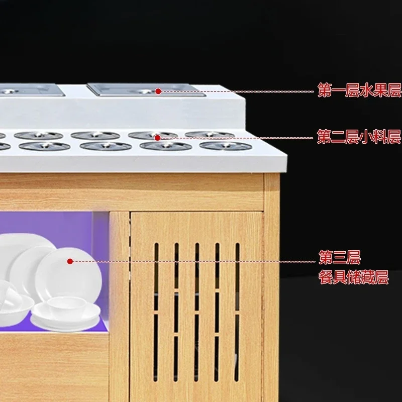 Hot pot independent seasoning table, commercial refrigerated small material table, dipping table
